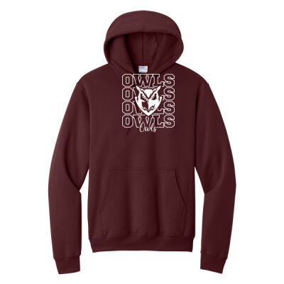 Owls Repeat - Core Fleece Pullover Hooded Sweatshirt Thumbnail