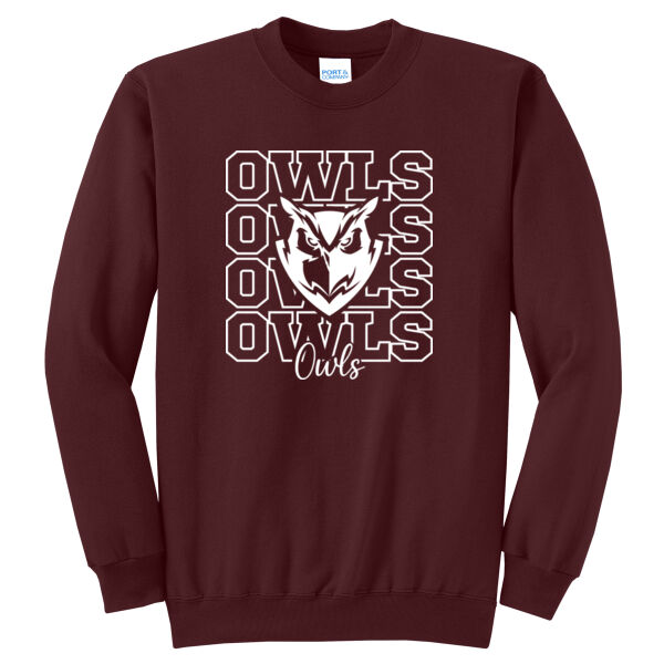 Owls Repeat - Core Fleece Crewneck Sweatshirt Thumbnail